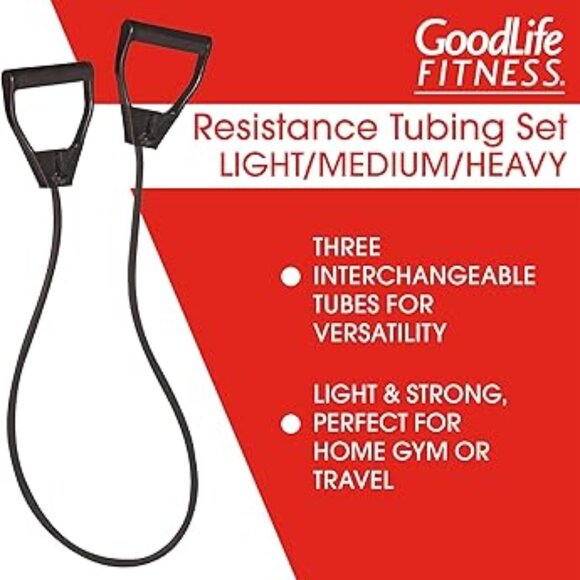GoodLife Fitness Resistance Stretch Tubing with 3 Interchangeable Tubes - Picture 3 of 10